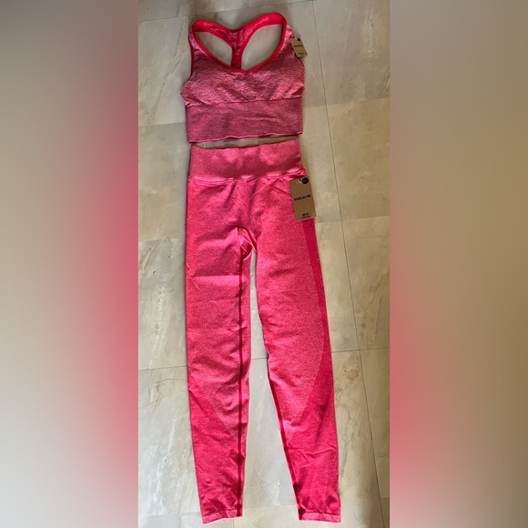 PINK athletic seamless highways, full length, leggings, and sports bra set. - Picture 2 of 5